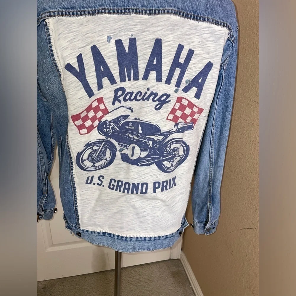 Unisex Gap Denim Gap Customized , Medium Wash Denim Icon Jean Jacket, Sz Large  - Picture 8 of 16